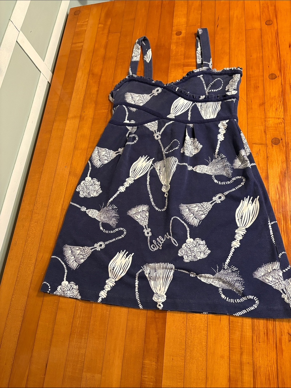 Lilly Pulitzer Navy Blue Tassel-Print Mini Sundress